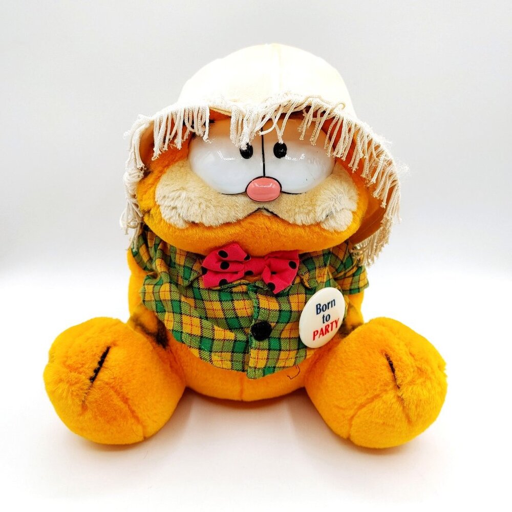 GARFIELD the Cat 9" PLUSH Wearing Lamp SHADE Born to PARTY PIN Dakin 1978